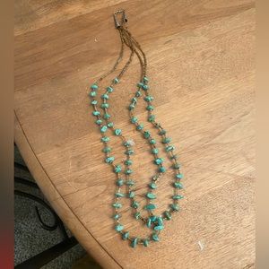 native american genuine turquoise and heishi necklace